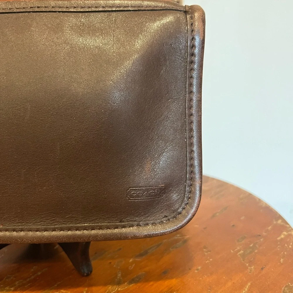 Vintage Coach Chunky Pouch Case Cosmetic Bag Brown Zip USA W/tag & Creed - Picture 2 of 16